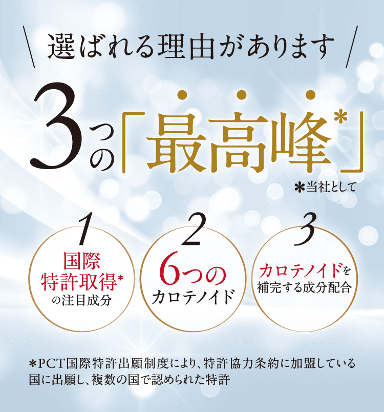 選ばれる理由があります　3つの最高峰（※当社として）