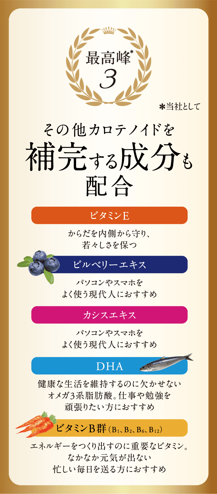 その他カロテノイドを補完する成分も配合